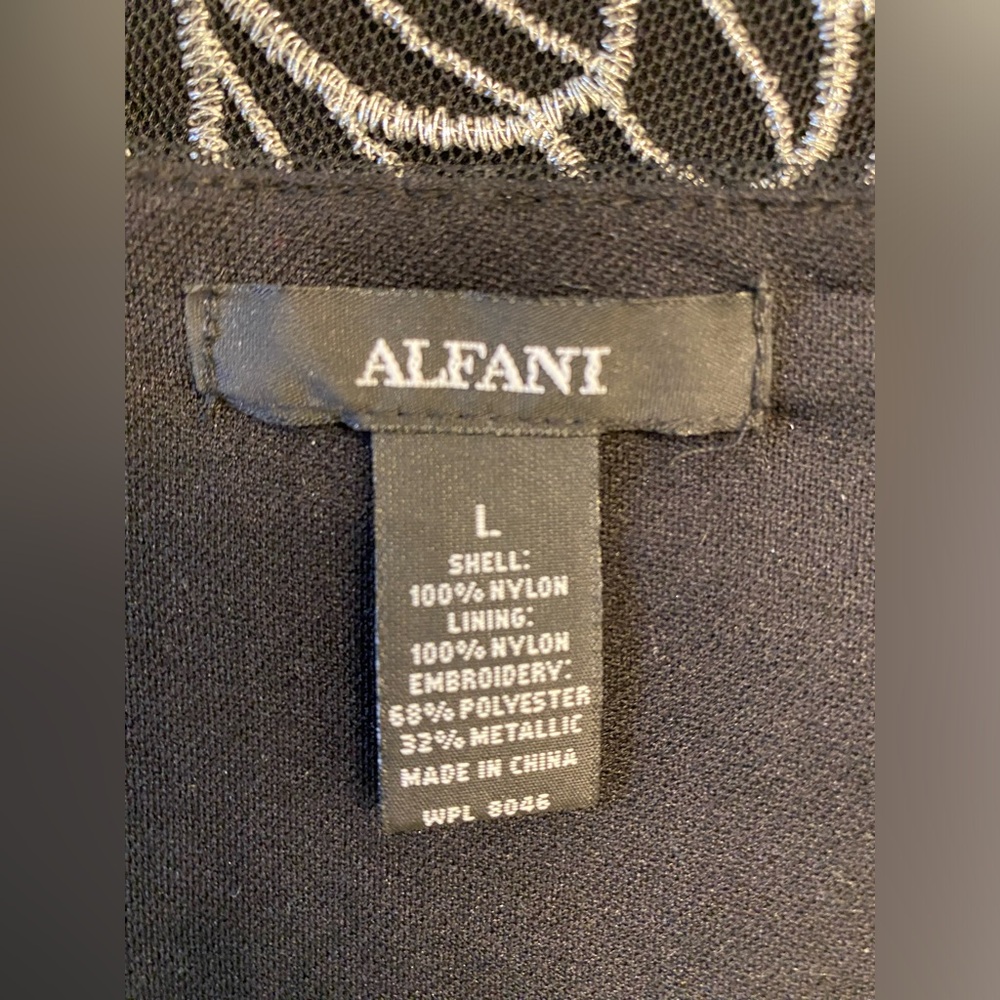 Size L silver embroidered black top from Alfani - Picture 3 of 4
